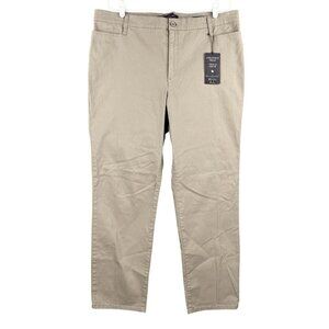 NWT Gloria Vanderbilt Womens Stretch Trouser Pants 16W Amanda Khaki Straight Leg